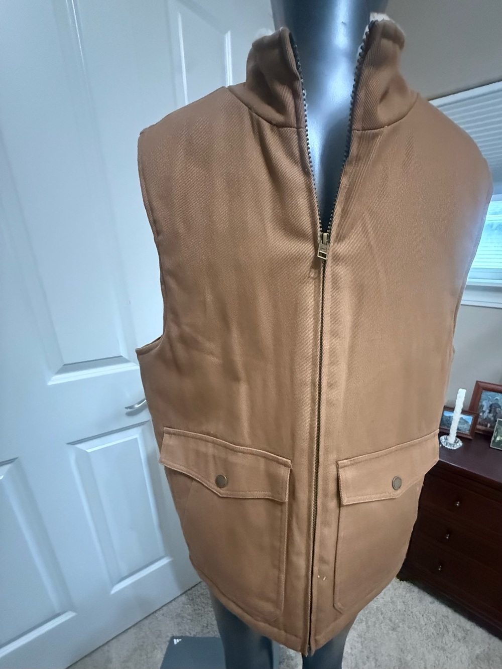 Men's Brown Zip-Front Workwear Vest